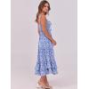 imageCaracilia Womens Smocked Maxi Dress Summer Casual Boho Sleeveless Strap Ruffle Backless Swing Flowy Beach Long SundressBlue Floral
