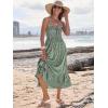 imageCaracilia Womens Smocked Maxi Dress Summer Casual Boho Sleeveless Strap Ruffle Backless Swing Flowy Beach Long SundressGreen Floral