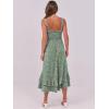 imageCaracilia Womens Smocked Maxi Dress Summer Casual Boho Sleeveless Strap Ruffle Backless Swing Flowy Beach Long SundressGreen Floral