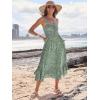 imageCaracilia Womens Smocked Maxi Dress Summer Casual Boho Sleeveless Strap Ruffle Backless Swing Flowy Beach Long SundressGreen Floral