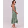 imageCaracilia Womens Smocked Maxi Dress Summer Casual Boho Sleeveless Strap Ruffle Backless Swing Flowy Beach Long SundressGreen Floral