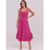 imageCaracilia Womens Smocked Maxi Dress Summer Casual Boho Sleeveless Strap Ruffle Backless Swing Flowy Beach Long SundressHot Pink
