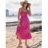 imageCaracilia Womens Smocked Maxi Dress Summer Casual Boho Sleeveless Strap Ruffle Backless Swing Flowy Beach Long SundressHot Pink