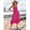 imageCaracilia Womens Smocked Maxi Dress Summer Casual Boho Sleeveless Strap Ruffle Backless Swing Flowy Beach Long SundressHot Pink
