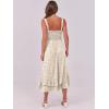 imageCaracilia Womens Smocked Maxi Dress Summer Casual Boho Sleeveless Strap Ruffle Backless Swing Flowy Beach Long SundressLight Yellow Floral