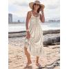 imageCaracilia Womens Smocked Maxi Dress Summer Casual Boho Sleeveless Strap Ruffle Backless Swing Flowy Beach Long SundressLight Yellow Floral