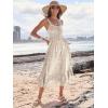 imageCaracilia Womens Smocked Maxi Dress Summer Casual Boho Sleeveless Strap Ruffle Backless Swing Flowy Beach Long SundressLight Yellow Floral