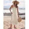imageCaracilia Womens Smocked Maxi Dress Summer Casual Boho Sleeveless Strap Ruffle Backless Swing Flowy Beach Long SundressLight Yellow Floral