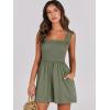 imageCaracilia Womens Summer Casual Smocked Rompers Square Neck Sleeveless Loose Shorts Jumpsuit 2025 Beach Vacation OutfitsArmy Green