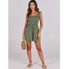 imageCaracilia Womens Summer Casual Smocked Rompers Square Neck Sleeveless Loose Shorts Jumpsuit 2025 Beach Vacation OutfitsArmy Green