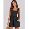 imageCaracilia Womens Summer Casual Smocked Rompers Square Neck Sleeveless Loose Shorts Jumpsuit 2025 Beach Vacation OutfitsBlack