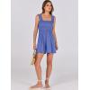 imageCaracilia Womens Summer Casual Smocked Rompers Square Neck Sleeveless Loose Shorts Jumpsuit 2025 Beach Vacation OutfitsBlue