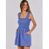 imageCaracilia Womens Summer Casual Smocked Rompers Square Neck Sleeveless Loose Shorts Jumpsuit 2025 Beach Vacation OutfitsBlue