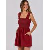 imageCaracilia Womens Summer Casual Smocked Rompers Square Neck Sleeveless Loose Shorts Jumpsuit 2025 Beach Vacation OutfitsBurgundy