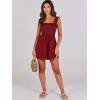 imageCaracilia Womens Summer Casual Smocked Rompers Square Neck Sleeveless Loose Shorts Jumpsuit 2025 Beach Vacation OutfitsBurgundy