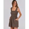 imageCaracilia Womens Summer Casual Smocked Rompers Square Neck Sleeveless Loose Shorts Jumpsuit 2025 Beach Vacation OutfitsCoffee