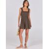 imageCaracilia Womens Summer Casual Smocked Rompers Square Neck Sleeveless Loose Shorts Jumpsuit 2025 Beach Vacation OutfitsCoffee