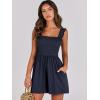 imageCaracilia Womens Summer Casual Smocked Rompers Square Neck Sleeveless Loose Shorts Jumpsuit 2025 Beach Vacation OutfitsDark Blue