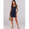 imageCaracilia Womens Summer Casual Smocked Rompers Square Neck Sleeveless Loose Shorts Jumpsuit 2025 Beach Vacation OutfitsDark Blue