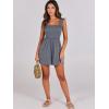 imageCaracilia Womens Summer Casual Smocked Rompers Square Neck Sleeveless Loose Shorts Jumpsuit 2025 Beach Vacation OutfitsDark Grey