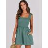 imageCaracilia Womens Summer Casual Smocked Rompers Square Neck Sleeveless Loose Shorts Jumpsuit 2025 Beach Vacation OutfitsDeep Green