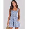 imageCaracilia Womens Summer Casual Smocked Rompers Square Neck Sleeveless Loose Shorts Jumpsuit 2025 Beach Vacation OutfitsFloral Print Blue