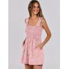 imageCaracilia Womens Summer Casual Smocked Rompers Square Neck Sleeveless Loose Shorts Jumpsuit 2025 Beach Vacation OutfitsFloral Print Pink