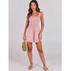imageCaracilia Womens Summer Casual Smocked Rompers Square Neck Sleeveless Loose Shorts Jumpsuit 2025 Beach Vacation OutfitsFloral Print Pink