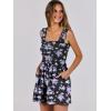 imageCaracilia Womens Summer Casual Smocked Rompers Square Neck Sleeveless Loose Shorts Jumpsuit 2025 Beach Vacation OutfitsFloral Print Purple