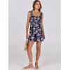 imageCaracilia Womens Summer Casual Smocked Rompers Square Neck Sleeveless Loose Shorts Jumpsuit 2025 Beach Vacation OutfitsFloral Print Purple