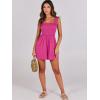 imageCaracilia Womens Summer Casual Smocked Rompers Square Neck Sleeveless Loose Shorts Jumpsuit 2025 Beach Vacation OutfitsRose Pink