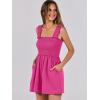 imageCaracilia Womens Summer Casual Smocked Rompers Square Neck Sleeveless Loose Shorts Jumpsuit 2025 Beach Vacation OutfitsRose Pink