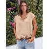 imageCaracilia Womens Sweater Tops Summer Casual V Neck Cap Sleeve Vests Loose Lightweight Side Slit Hem Shirts 2025 BlouseBeige