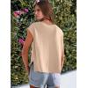 imageCaracilia Womens Sweater Tops Summer Casual V Neck Cap Sleeve Vests Loose Lightweight Side Slit Hem Shirts 2025 BlouseBeige