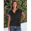 imageCaracilia Womens Sweater Tops Summer Casual V Neck Cap Sleeve Vests Loose Lightweight Side Slit Hem Shirts 2025 BlouseBlack