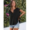 imageCaracilia Womens Sweater Tops Summer Casual V Neck Cap Sleeve Vests Loose Lightweight Side Slit Hem Shirts 2025 BlouseBlack