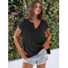 imageCaracilia Womens Sweater Tops Summer Casual V Neck Cap Sleeve Vests Loose Lightweight Side Slit Hem Shirts 2025 BlouseBlack