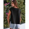 imageCaracilia Womens Sweater Tops Summer Casual V Neck Cap Sleeve Vests Loose Lightweight Side Slit Hem Shirts 2025 BlouseBlack