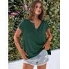 imageCaracilia Womens Sweater Tops Summer Casual V Neck Cap Sleeve Vests Loose Lightweight Side Slit Hem Shirts 2025 BlouseDeep Green