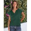 imageCaracilia Womens Sweater Tops Summer Casual V Neck Cap Sleeve Vests Loose Lightweight Side Slit Hem Shirts 2025 BlouseDeep Green