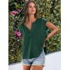 imageCaracilia Womens Sweater Tops Summer Casual V Neck Cap Sleeve Vests Loose Lightweight Side Slit Hem Shirts 2025 BlouseDeep Green