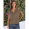 imageCaracilia Womens Sweater Tops Summer Casual V Neck Cap Sleeve Vests Loose Lightweight Side Slit Hem Shirts 2025 BlouseLight Brown