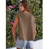 imageCaracilia Womens Sweater Tops Summer Casual V Neck Cap Sleeve Vests Loose Lightweight Side Slit Hem Shirts 2025 BlouseLight Brown