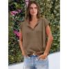 imageCaracilia Womens Sweater Tops Summer Casual V Neck Cap Sleeve Vests Loose Lightweight Side Slit Hem Shirts 2025 BlouseLight Brown
