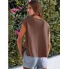 imageCaracilia Womens Sweater Tops Summer Casual V Neck Cap Sleeve Vests Loose Lightweight Side Slit Hem Shirts 2025 BlouseRed Brown