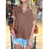 imageCaracilia Womens Sweater Tops Summer Casual V Neck Cap Sleeve Vests Loose Lightweight Side Slit Hem Shirts 2025 BlouseRed Brown