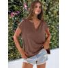 imageCaracilia Womens Sweater Tops Summer Casual V Neck Cap Sleeve Vests Loose Lightweight Side Slit Hem Shirts 2025 BlouseRed Brown
