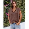 imageCaracilia Womens Sweater Tops Summer Casual V Neck Cap Sleeve Vests Loose Lightweight Side Slit Hem Shirts 2025 BlouseRed Brown