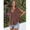 imageCaracilia Womens Sweater Tops Summer Casual V Neck Cap Sleeve Vests Loose Lightweight Side Slit Hem Shirts 2025 BlouseRed Brown