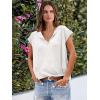 imageCaracilia Womens Sweater Tops Summer Casual V Neck Cap Sleeve Vests Loose Lightweight Side Slit Hem Shirts 2025 BlouseWhite